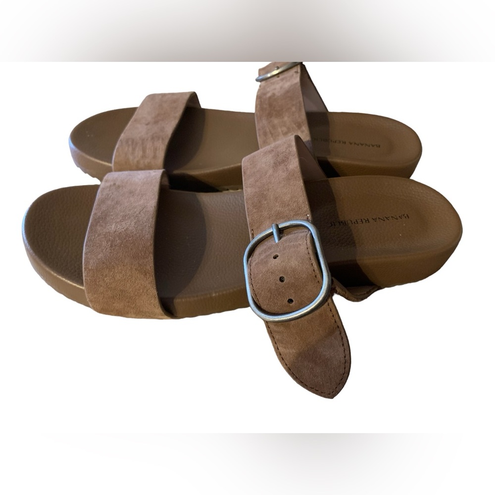 Banana Republic leather buckle slide sandal brown women’s size 6.5